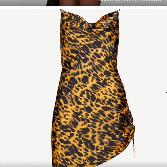 Topshop Ruched Satin Black Mini Dress - Picture 3 of 10